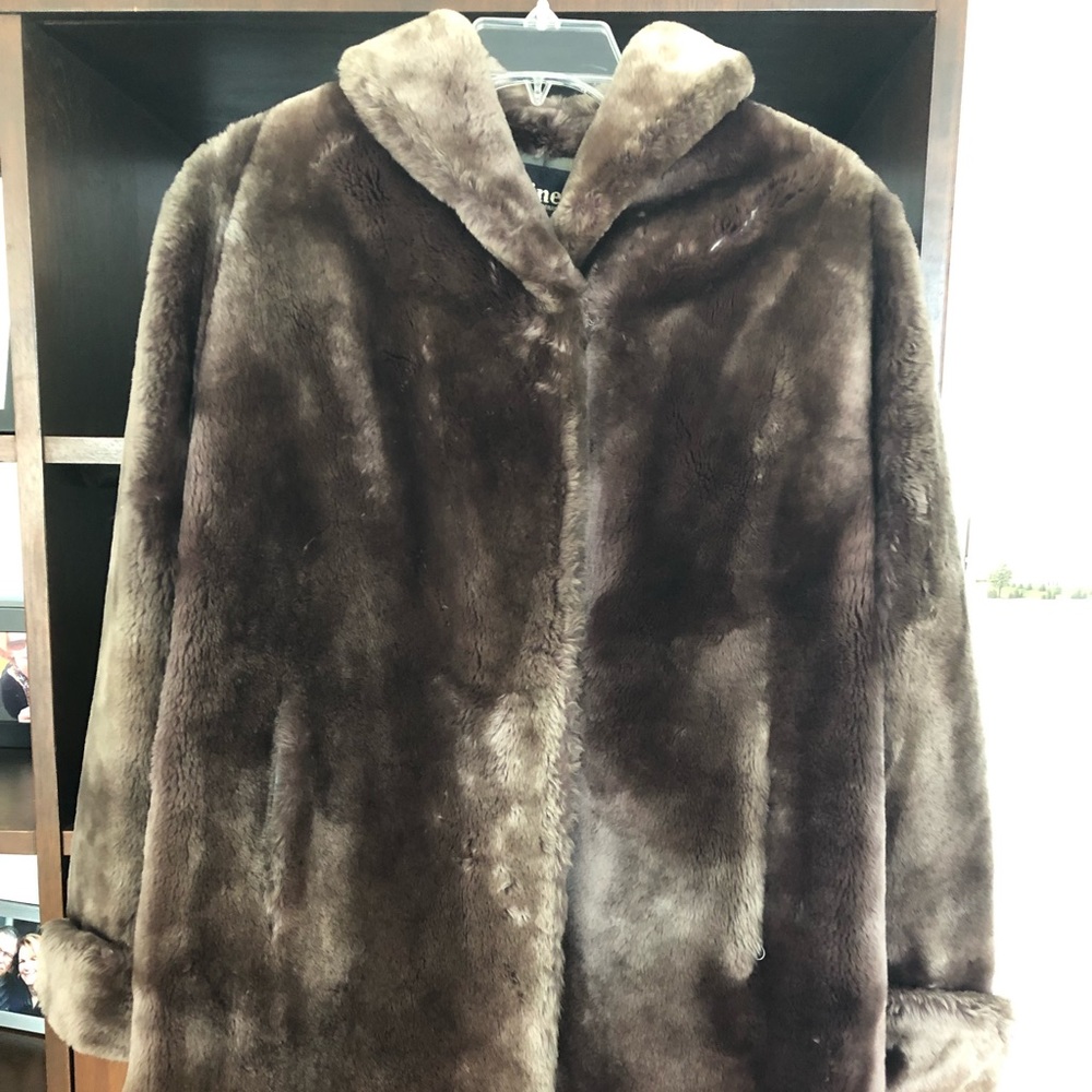 XL Chocolate Brown Mouton Fur Coat